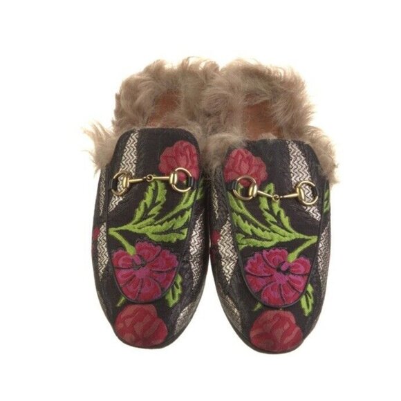 Gucci  Horsebit Fur Mule EU 39 US 8.5 Shearling Slipper /accent Colors - Picture 1 of 5